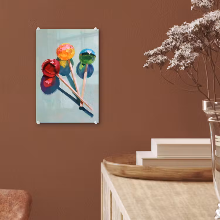 Glas schilderij - Lollys - Schaduw - Drie - Blauw — 6