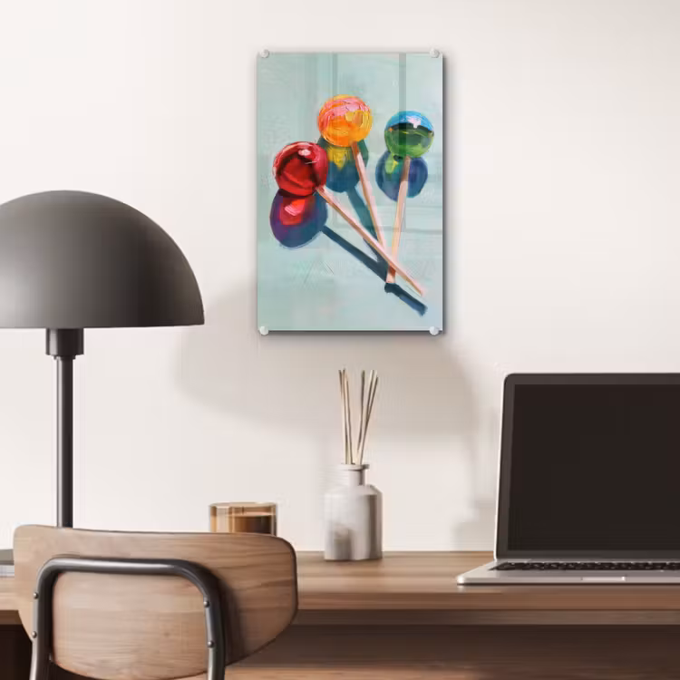 Glas schilderij - Lollys - Schaduw - Drie - Blauw — 7