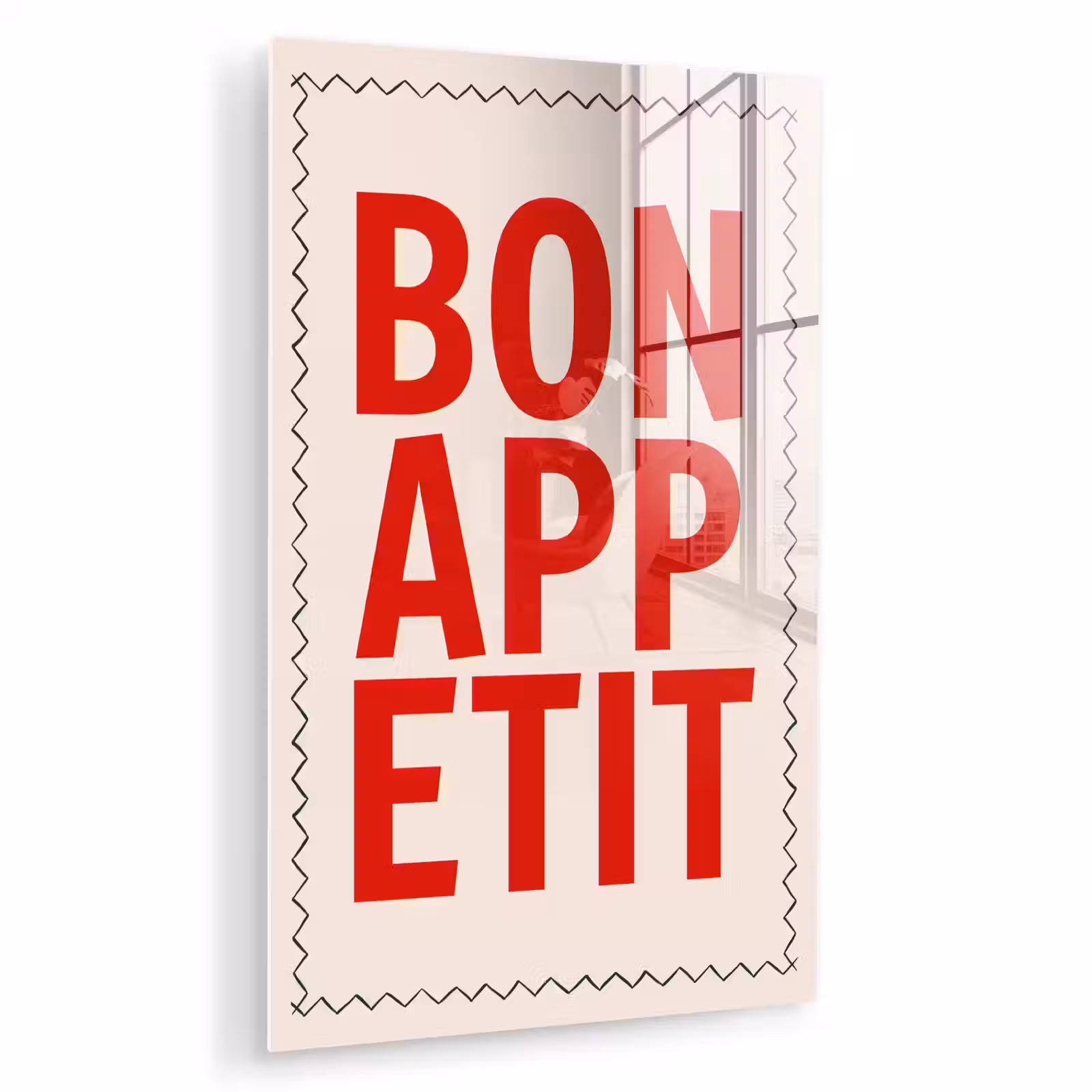 Glas schilderij - Blokletters - Rood - Kartelrand — 1
