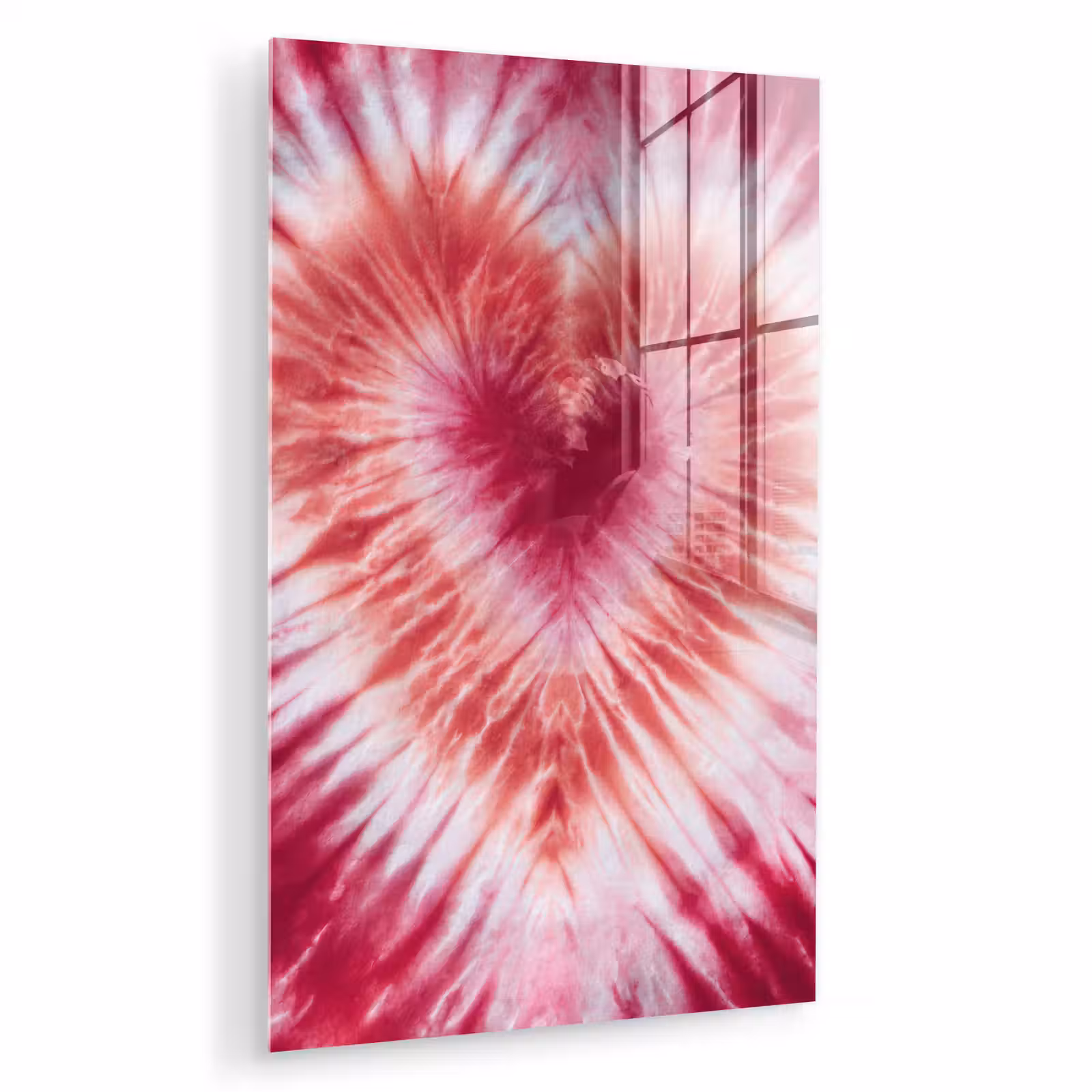 Glas schilderij - Hartvorm - Roze - Tie dye — 1