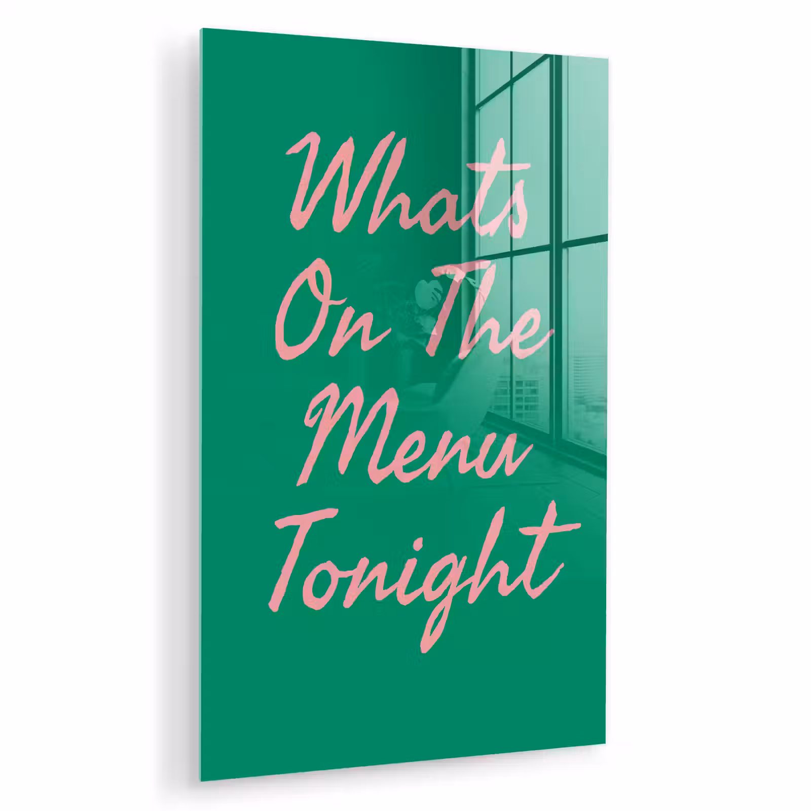 Glas schilderij - Menu - Quote - Roze — 1