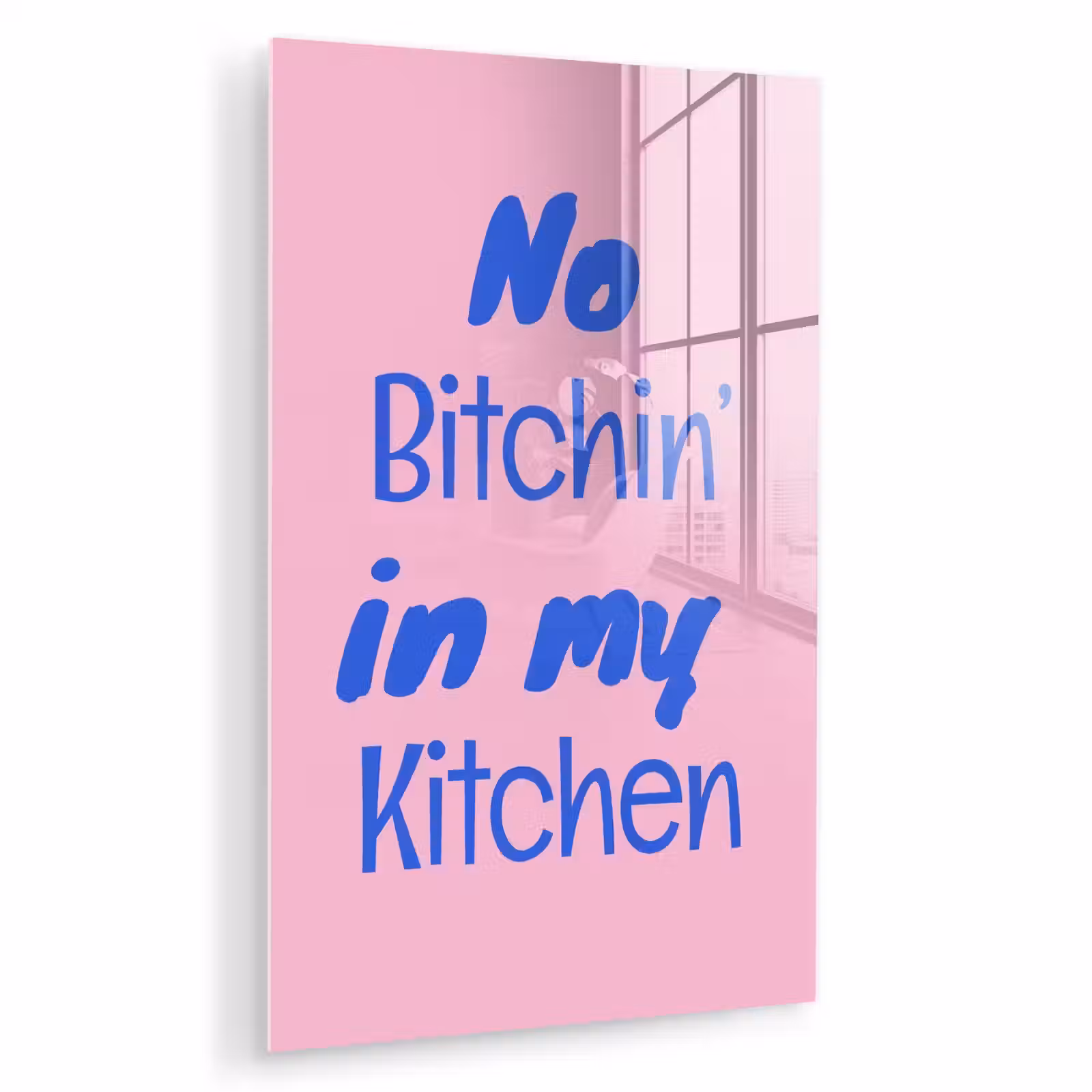 Glas schilderij - Quote - Blauw - Lettertype - Keuken — 1