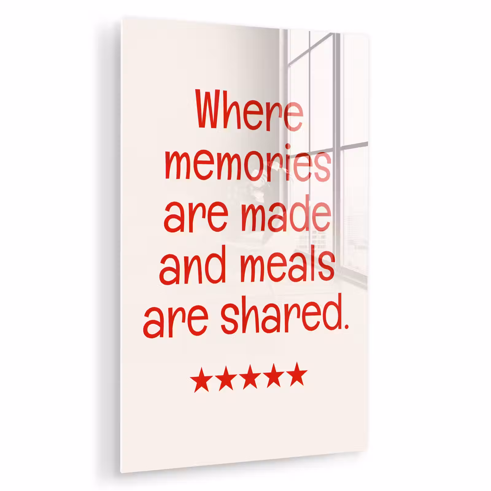 Glas schilderij - Quote - Sterren - Rood - Memories — 1
