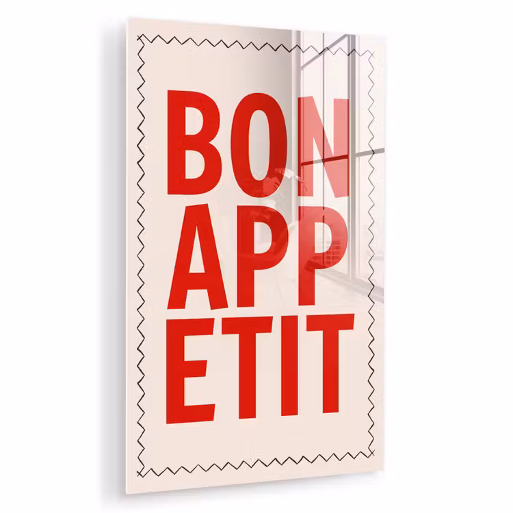 Glas schilderij - Blokletters - Rood - Kartelrand — 1