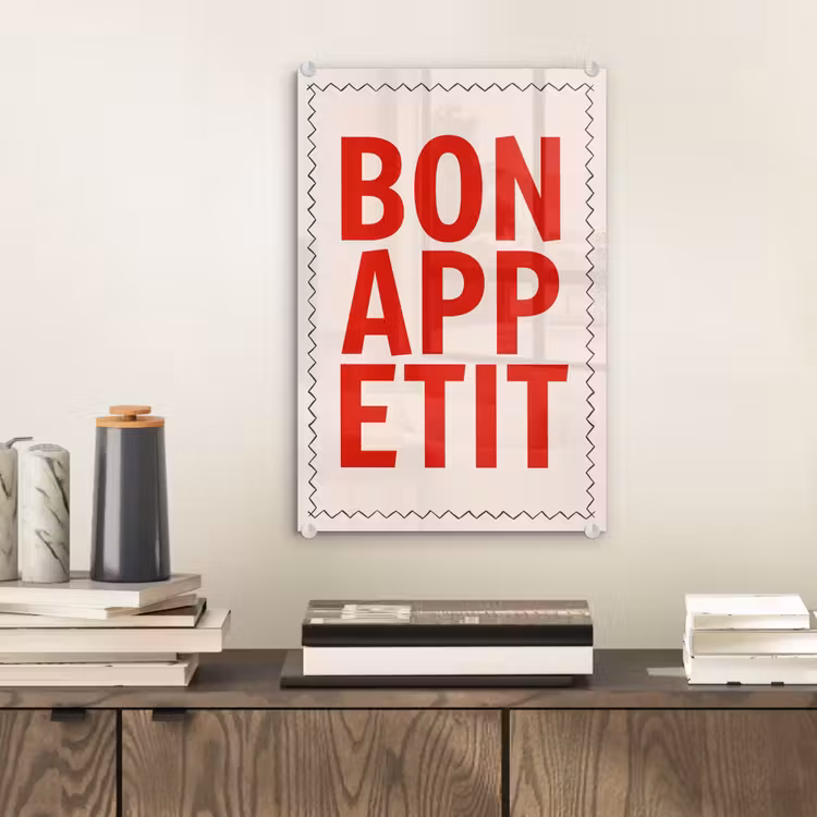 Glas schilderij - Blokletters - Rood - Kartelrand — 2