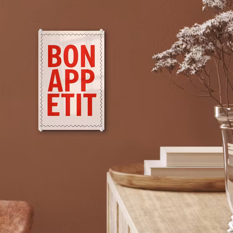Glas schilderij - Blokletters - Rood - Kartelrand — 6