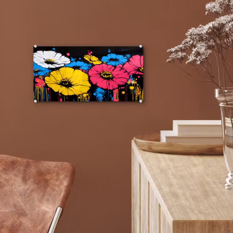 Glas schilderij - Graffiti - Bloemen - Kleur — 6