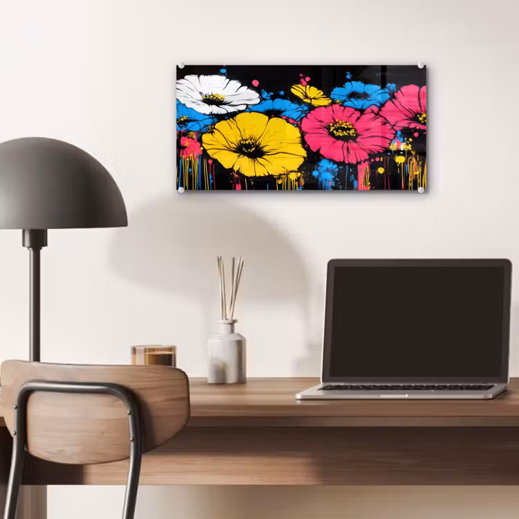 Glas schilderij - Graffiti - Bloemen - Kleur — 7