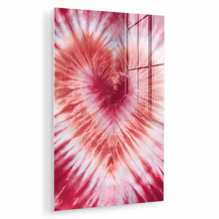 Glas schilderij - Hartvorm - Roze - Tie dye — 1