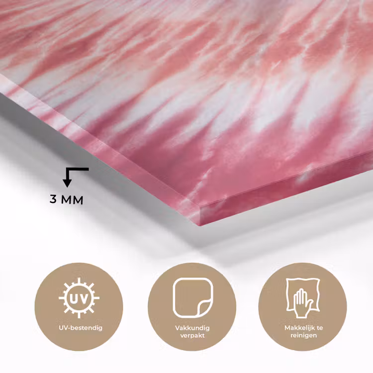 Glas schilderij - Hartvorm - Roze - Tie dye — 3