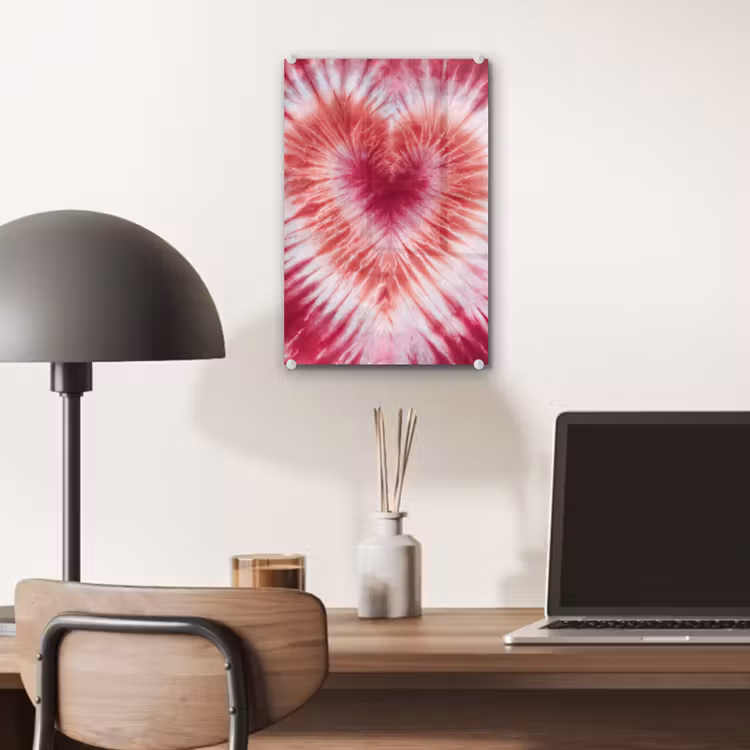 Glas schilderij - Hartvorm - Roze - Tie dye — 7