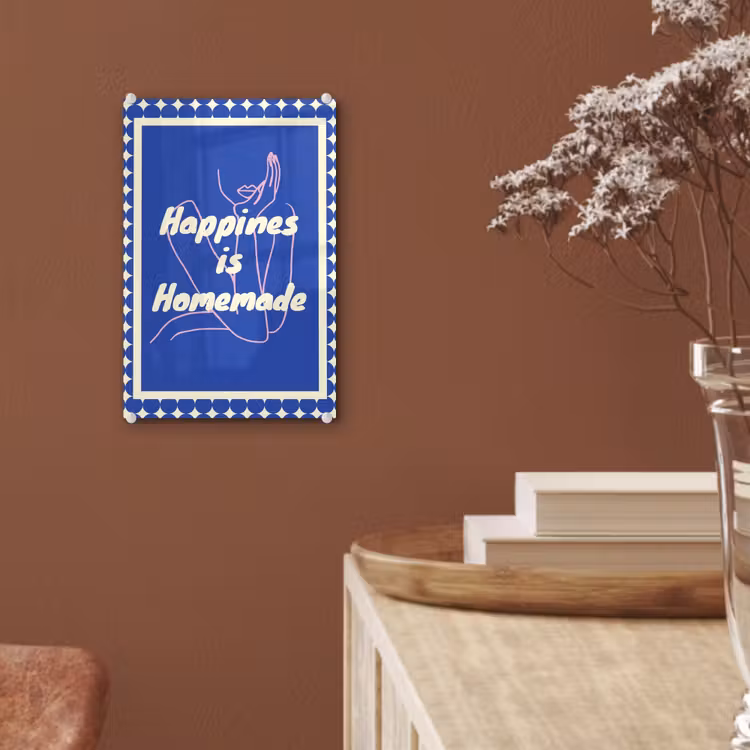 Glas schilderij - Lijntekening - Vrouw - Quote - Blauw — 6