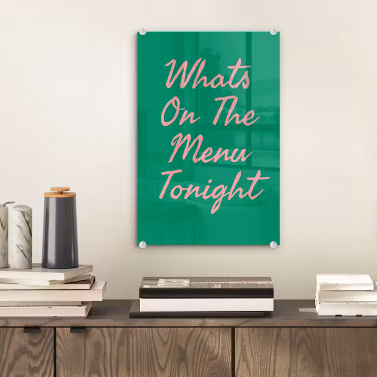Glas schilderij - Menu - Quote - Roze — 2