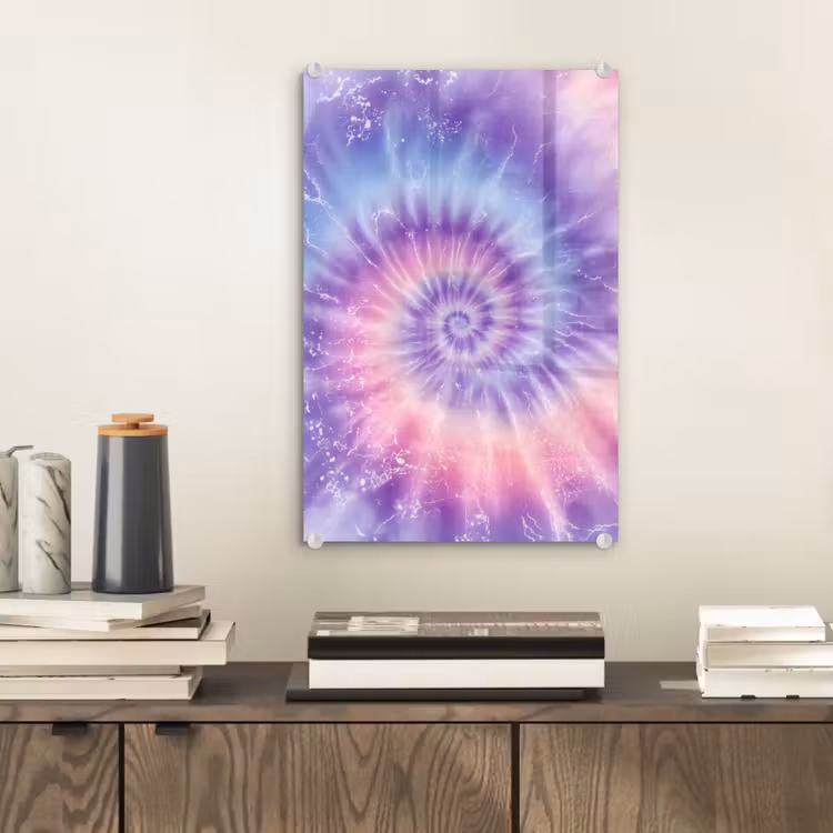 Glas schilderij - Pasteltinten - Paars - Spiraal - Marmer — 2