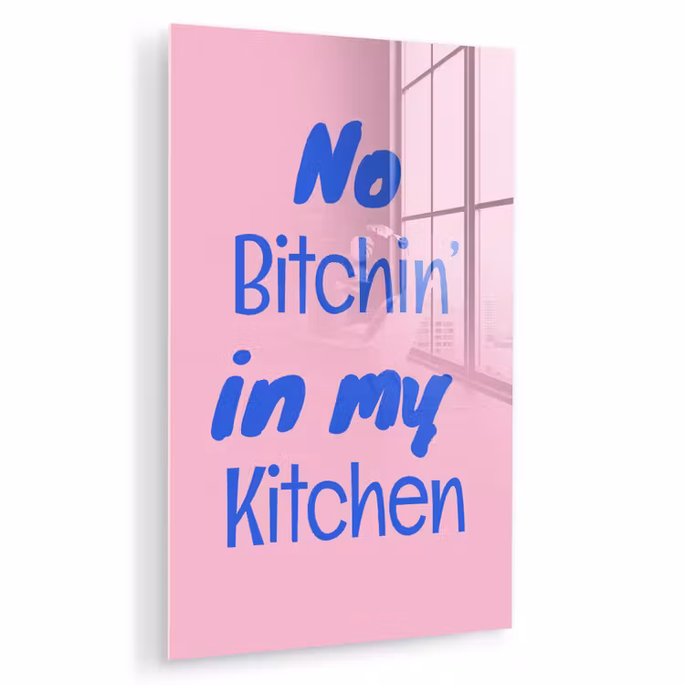 Glas schilderij - Quote - Blauw - Lettertype - Keuken — 1