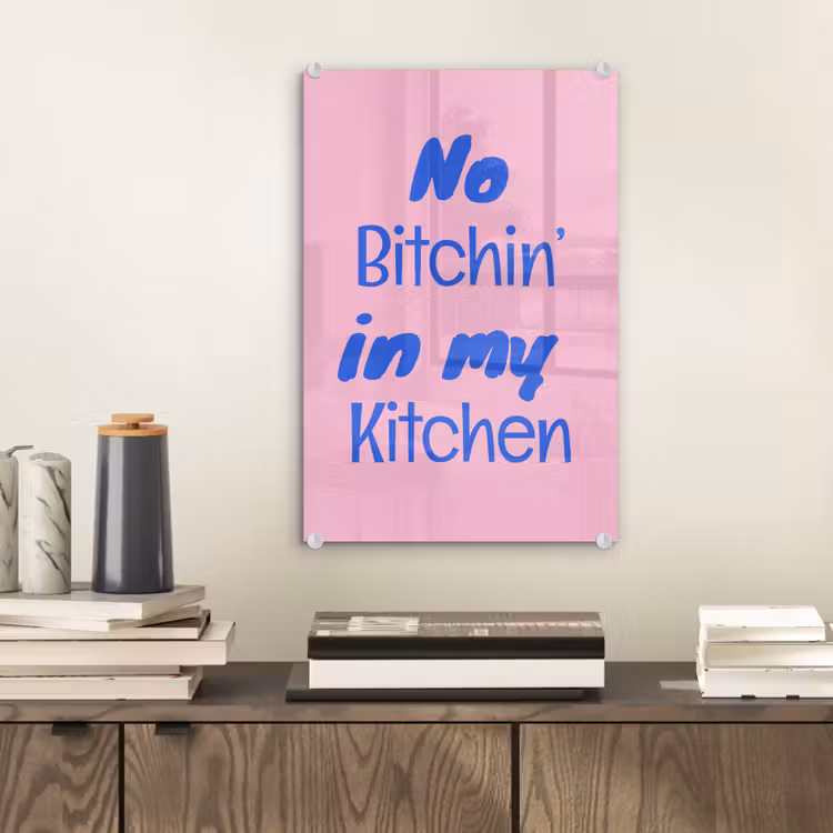 Glas schilderij - Quote - Blauw - Lettertype - Keuken — 2
