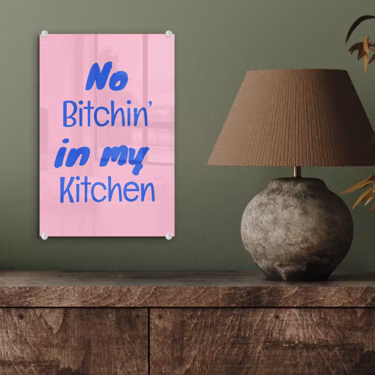 Glas schilderij - Quote - Blauw - Lettertype - Keuken — 4