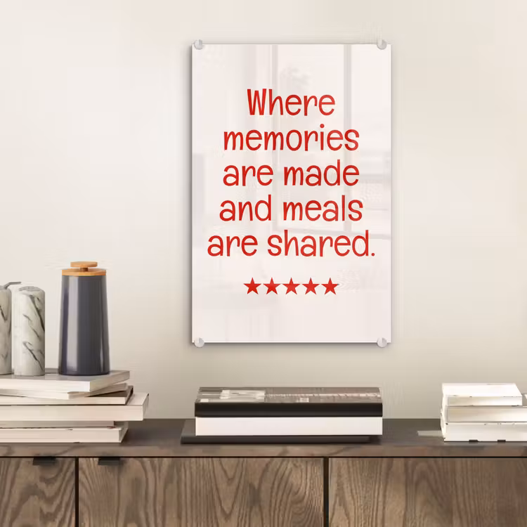 Glas schilderij - Quote - Sterren - Rood - Memories — 2