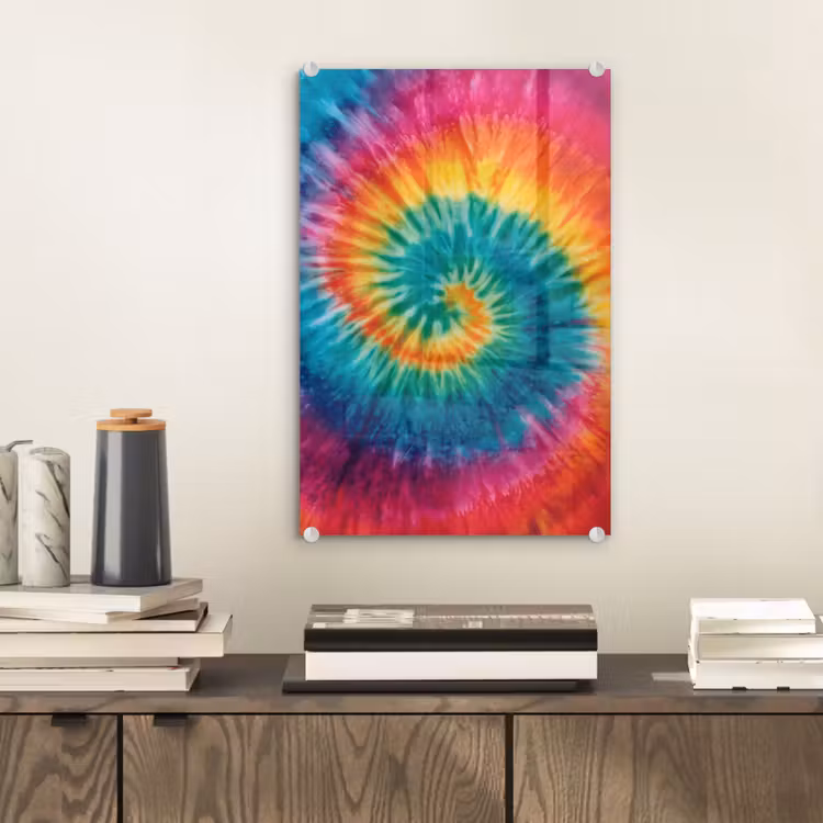 Glas schilderij - Regenboogkleuren - Tie dye - — 2