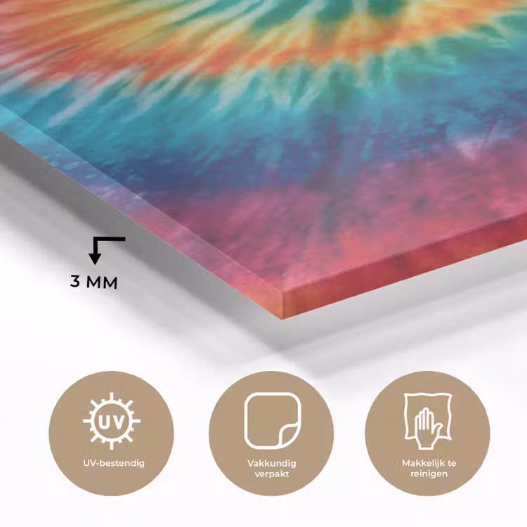 Glas schilderij - Regenboogkleuren - Tie dye - — 3