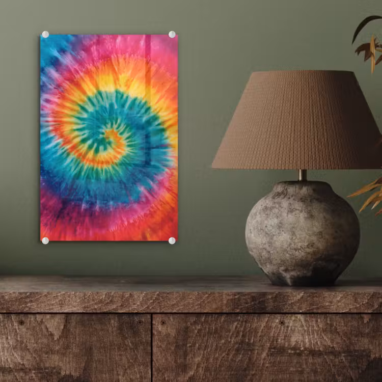 Glas schilderij - Regenboogkleuren - Tie dye - — 4