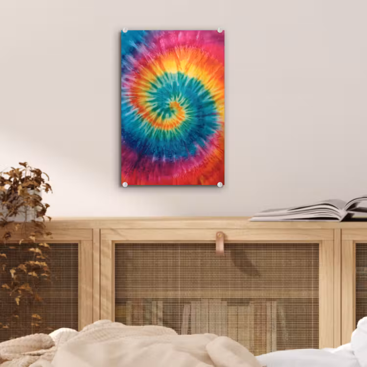 Glas schilderij - Regenboogkleuren - Tie dye - — 5