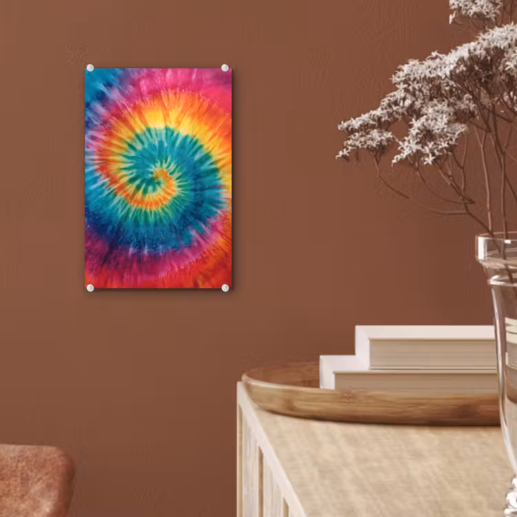 Glas schilderij - Regenboogkleuren - Tie dye - — 6