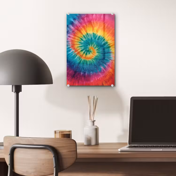 Glas schilderij - Regenboogkleuren - Tie dye - — 7