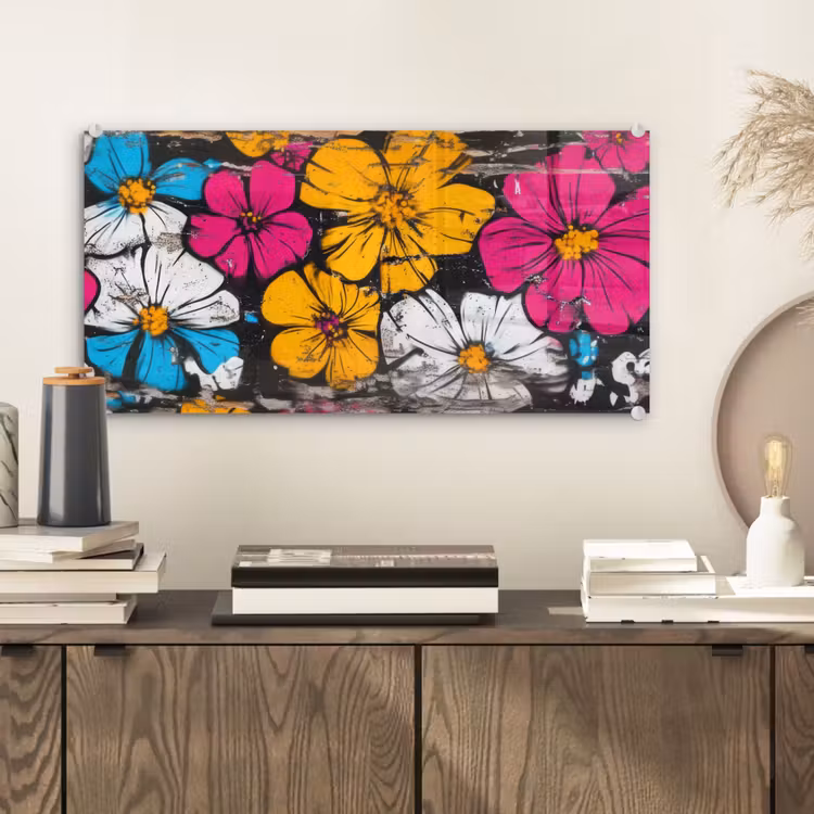 Glas schilderij - Street Art - Bloemen - Mix — 2