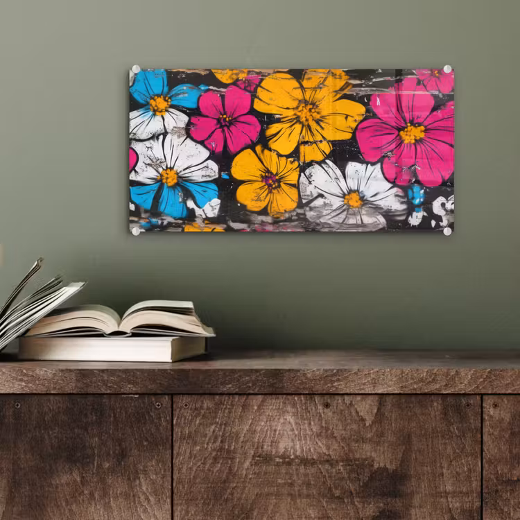 Glas schilderij - Street Art - Bloemen - Mix — 4