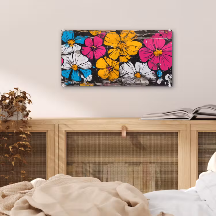 Glas schilderij - Street Art - Bloemen - Mix — 5