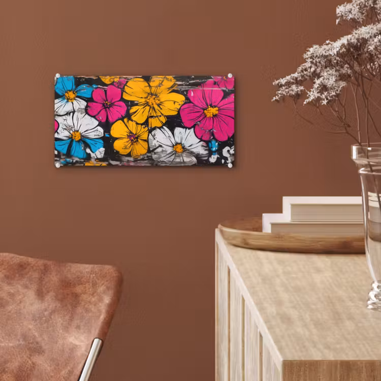 Glas schilderij - Street Art - Bloemen - Mix — 6