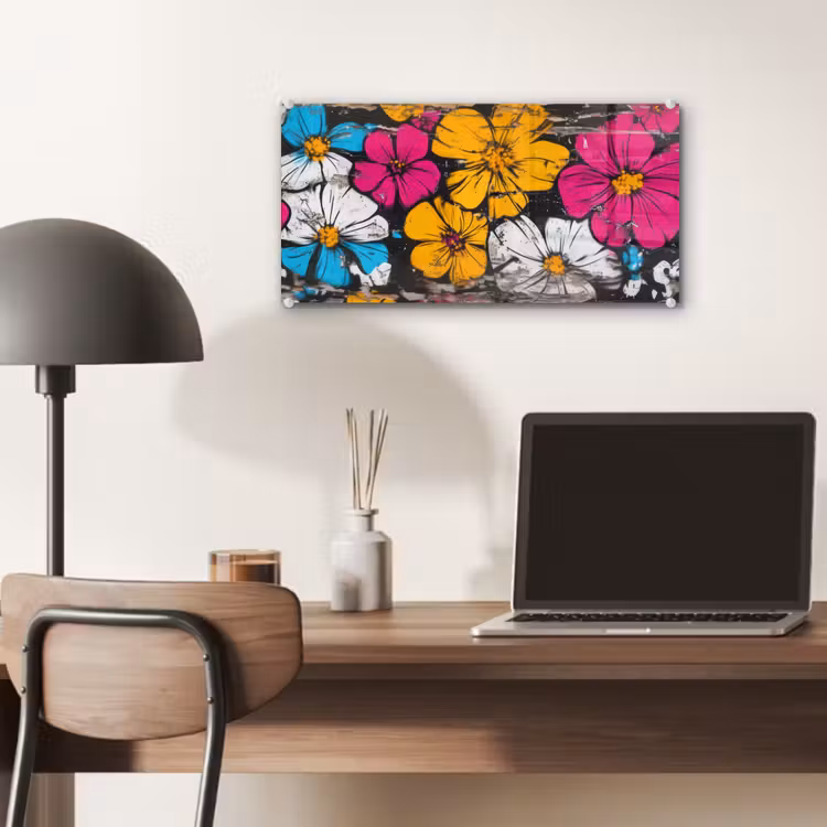 Glas schilderij - Street Art - Bloemen - Mix — 7