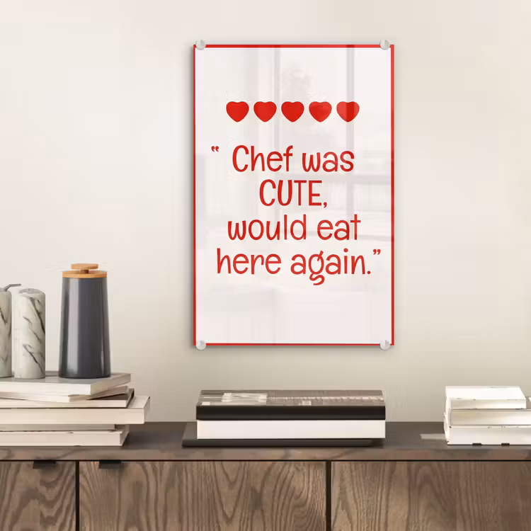 Glas schilderij - Tekst - Rood - Hartjes — 2