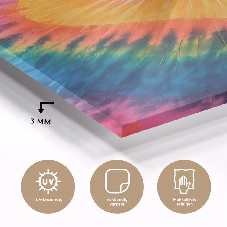 Glas schilderij - Hart - Tie Dye - Kleurrijk — 3