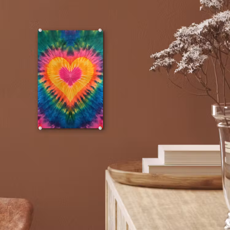 Glas schilderij - Hart - Tie Dye - Kleurrijk — 6