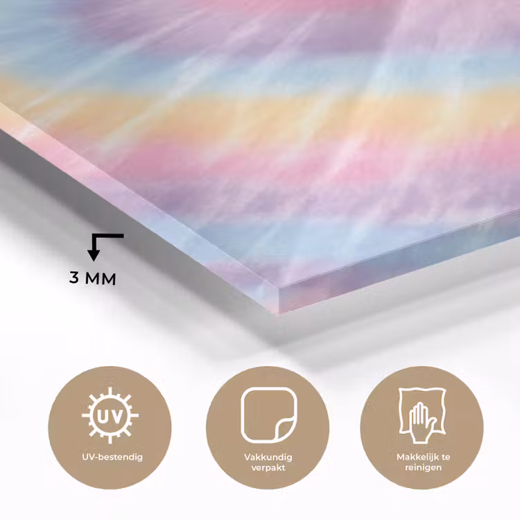 Glas schilderij - Hartvorm - Pastelkleuren - Tie Dye — 3