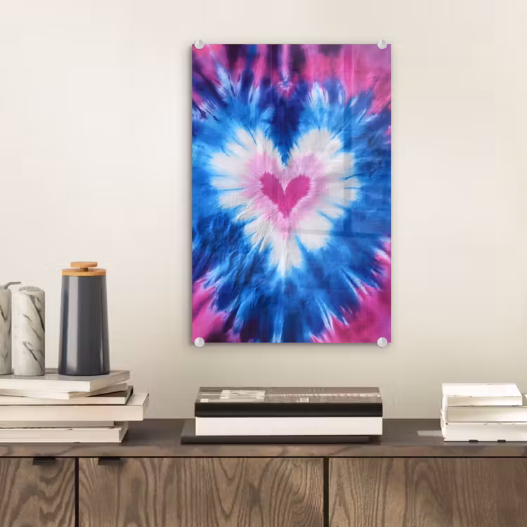 Glas schilderij - Hartvormig - Tie dye - Paars — 2