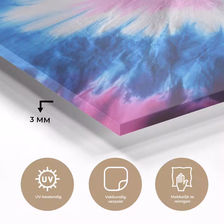 Glas schilderij - Hartvormig - Tie dye - Paars — 3