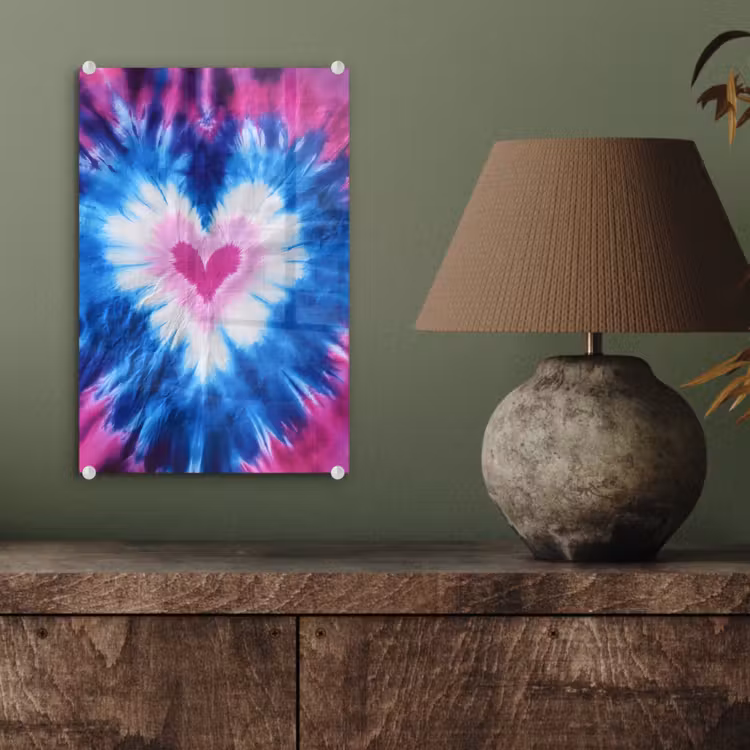 Glas schilderij - Hartvormig - Tie dye - Paars — 4