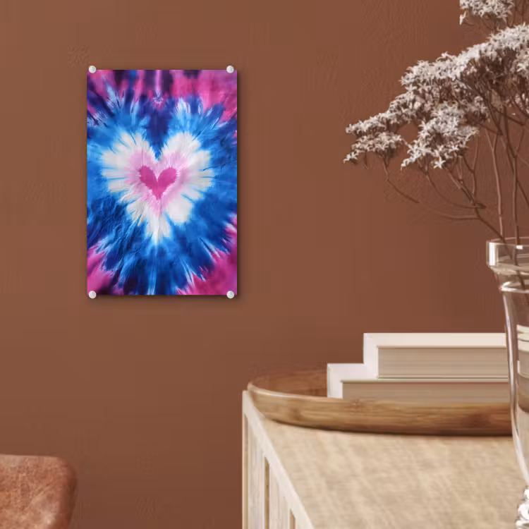 Glas schilderij - Hartvormig - Tie dye - Paars — 6