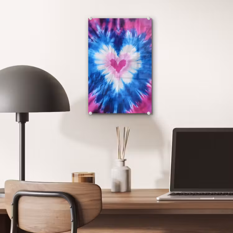 Glas schilderij - Hartvormig - Tie dye - Paars — 7