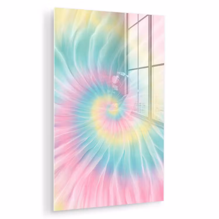 Glas schilderij - Pasteltinten - Tie dye - Roze — 1