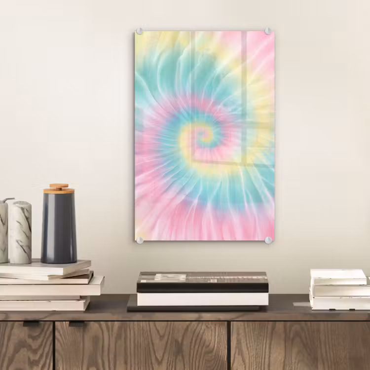 Glas schilderij - Pasteltinten - Tie dye - Roze — 2
