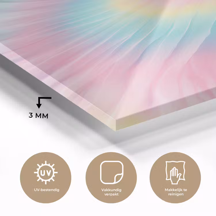 Glas schilderij - Pasteltinten - Tie dye - Roze — 3
