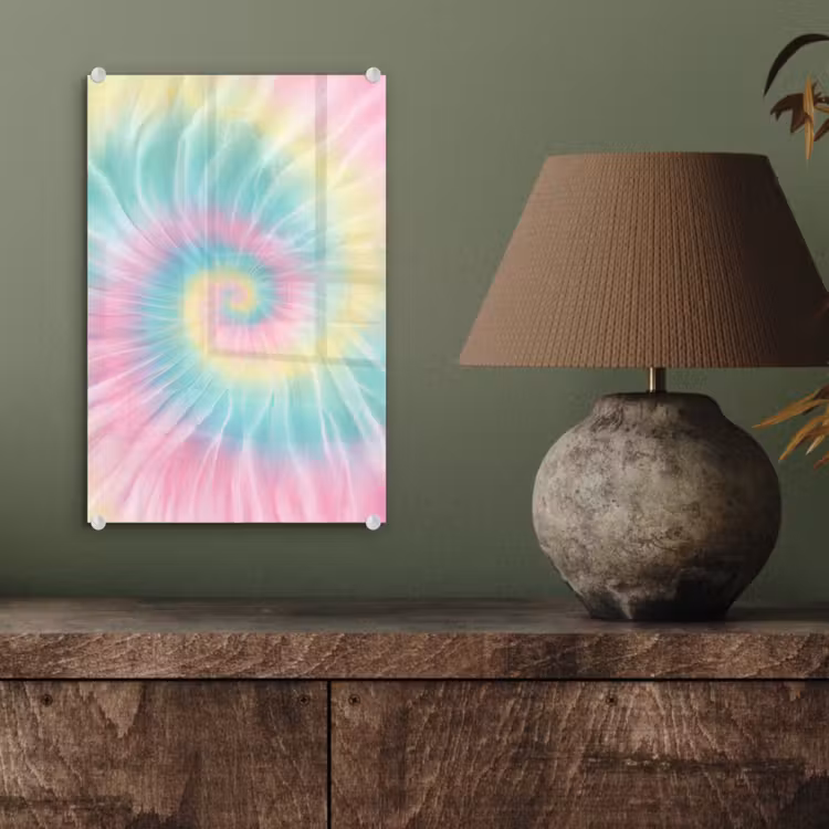 Glas schilderij - Pasteltinten - Tie dye - Roze — 4