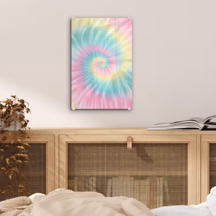 Glas schilderij - Pasteltinten - Tie dye - Roze — 5