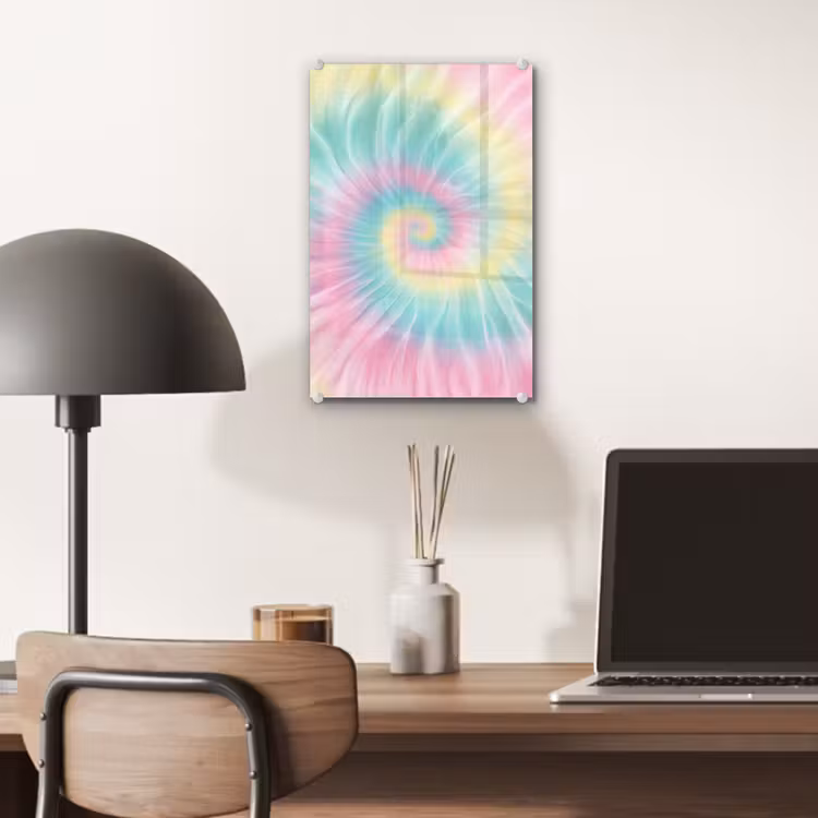 Glas schilderij - Pasteltinten - Tie dye - Roze — 7