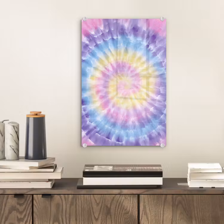 Glas schilderij - Spiraal - Tie dye - Pasteltinten — 2