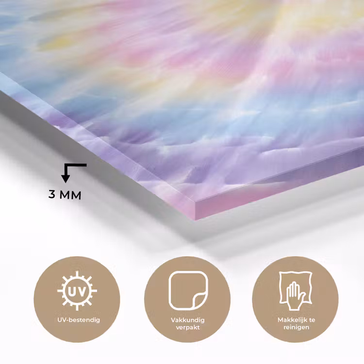 Glas schilderij - Spiraal - Tie dye - Pasteltinten — 3